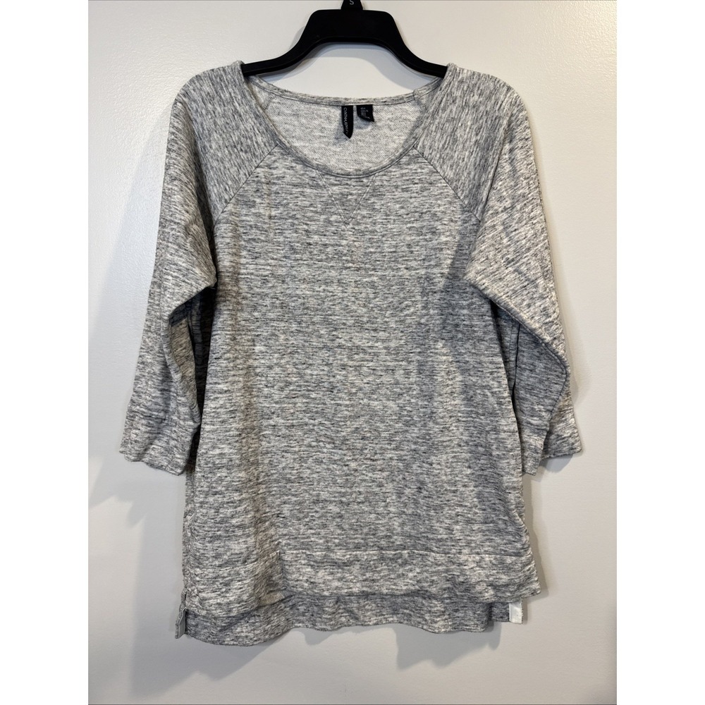 Cynthia Rowley Long Sleeve Top Women's large Heathered Gray With Zip Sides Comfy